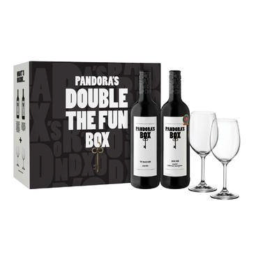 PANDORA'S BOX MerlotCabernet, Merlot and 2 Glasses Gift Pack  (2 x 750ml)